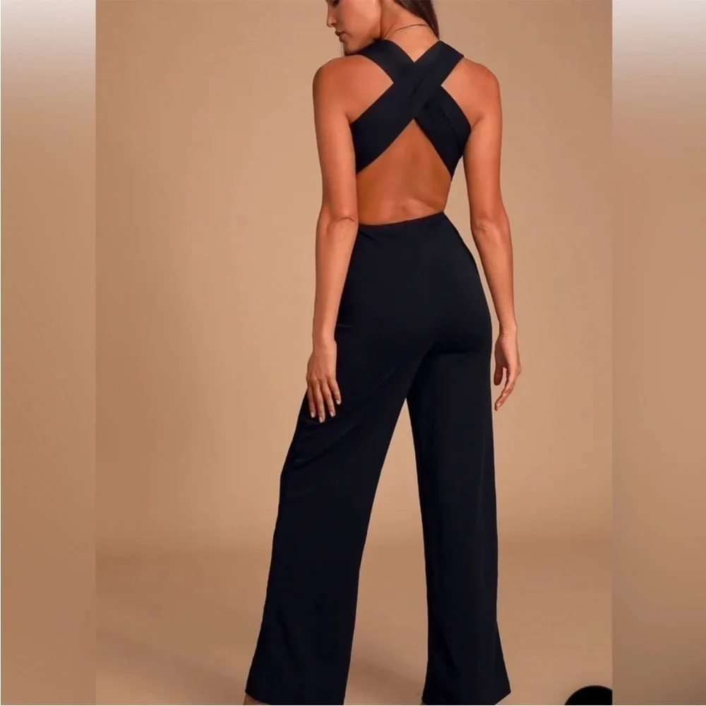 Lulus - Thinking Out Loud Black Backless Jumpsuit - Size Small NWT‎